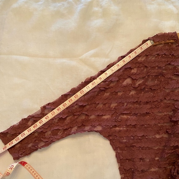 Zara ruffled sheer, pink/mauve long sleeve blouse boho-size L, NWT Easter color - Picture 8 of 10